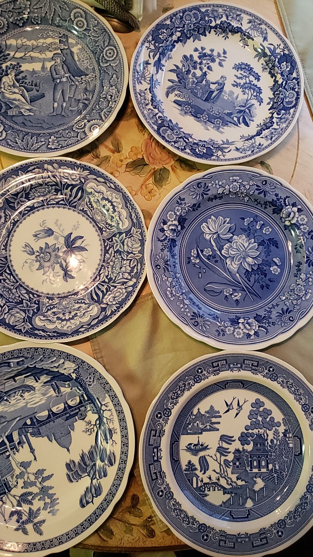 set de 6 THE,SPODE BLUE ROOM COLLECTION WILLOW X1790 Y 1811 1830 Y 1820