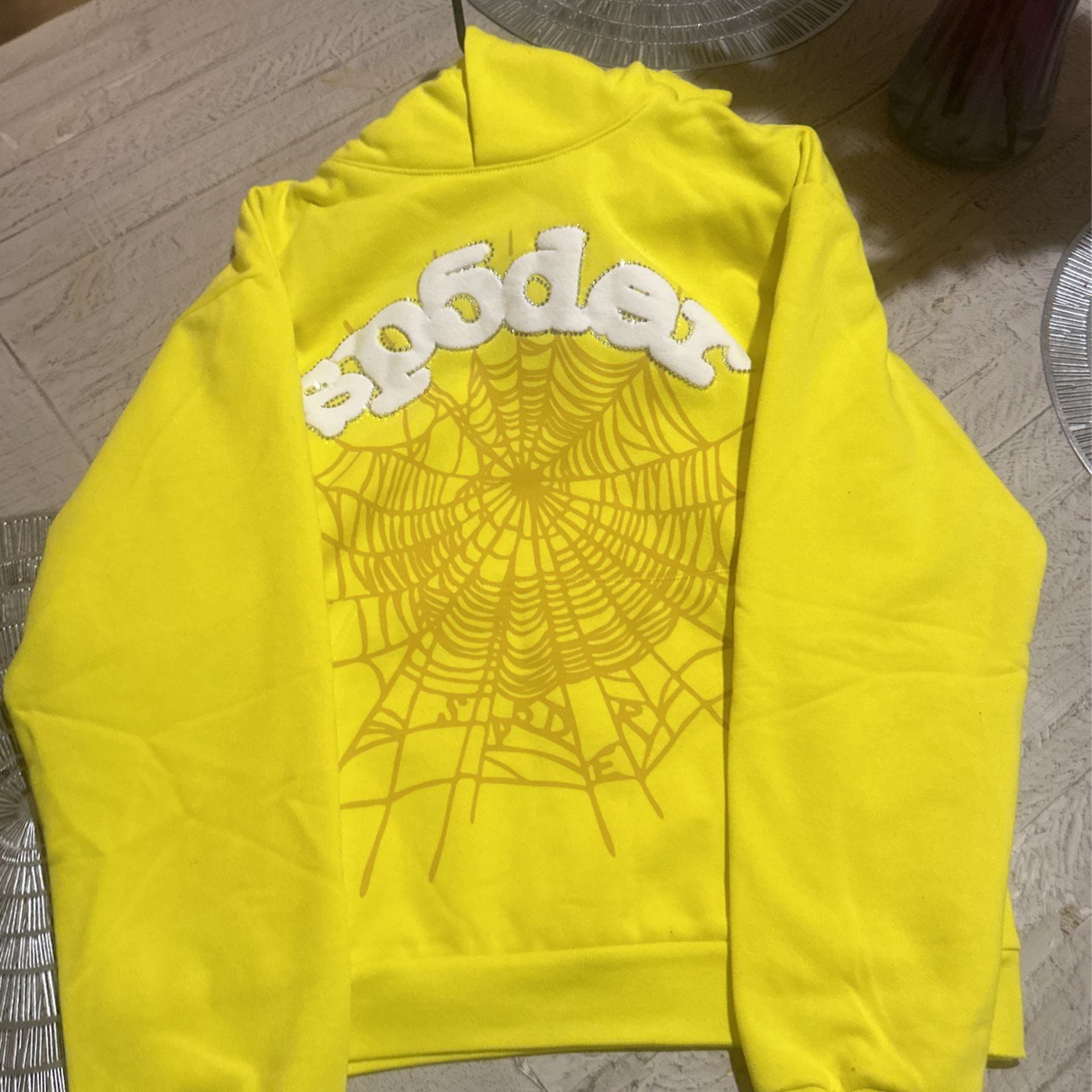 yellow sp5der hoodie
