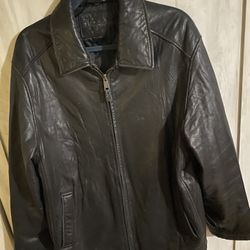 DOCKERS MENS BLACK LEATHER JACKET  