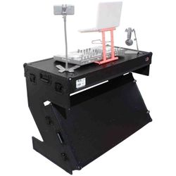 ProX Portable DJ Table Desk Stand Flight Case with Handles and Wheels