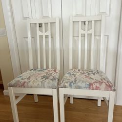 6 White Ikea Padded Chairs
