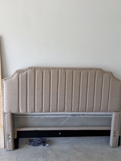 Upholstered headboard and frame queen size
