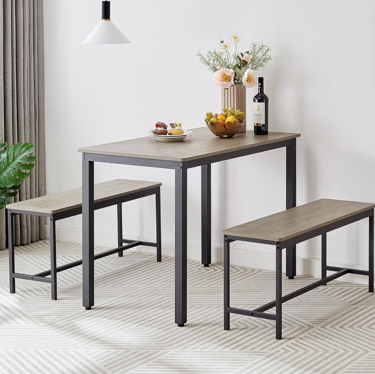 Small Kitchen Table and Chairs for 4, Dining Room Table and 2 Chair 1 Bench, Table and Chairs Set of 4 for Small Space, Apartment- Durability- Easy to