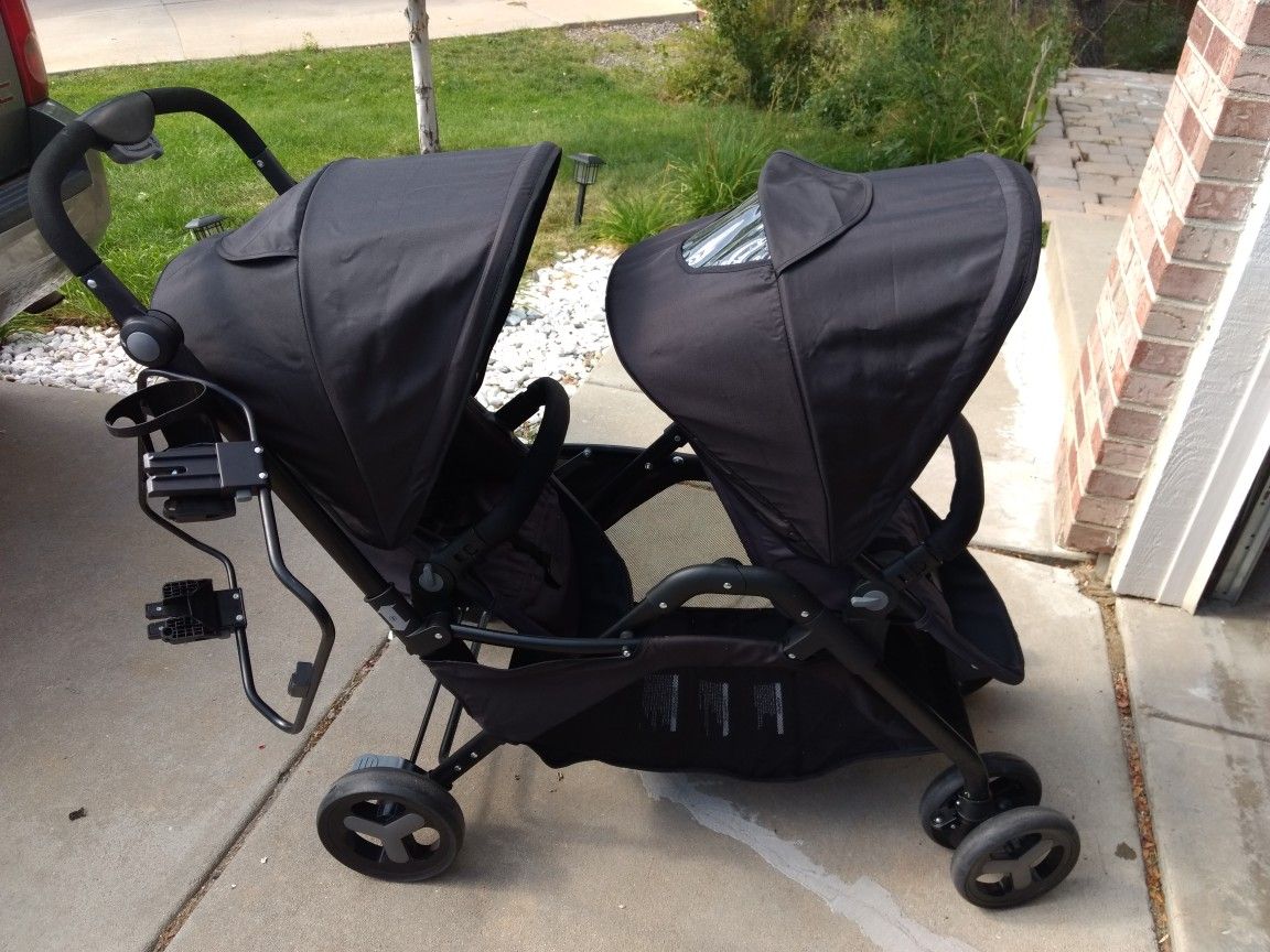 ***Babies R Us Double Stroller with Carseat adapter***