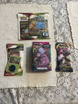 Pokemon Cards Sealed Unified Minds 3 Pack Hanger And More
