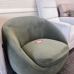 Mira Swivel Chair, Olive Velvet, New