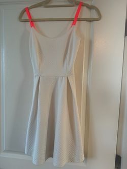 White Textured Skater Mini Dress