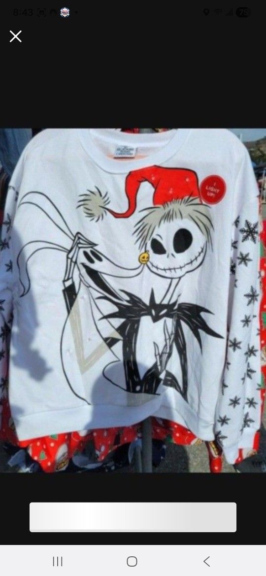Jack Skellington XL Light Up Christmas Ugly Sweater