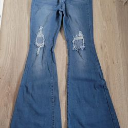 NWT Vibrant MIU High Waisted Distressed Flare Bell Jeans