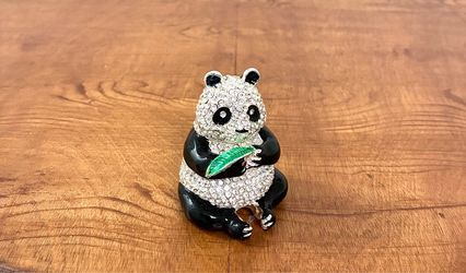 Crystal Panda Trinket Box Figurine