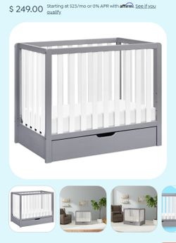 Mini crib with trundle storage with mattress