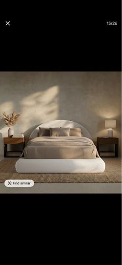 RECCI AirFrame Half-Moon Upholstered Full Platform Bed Frame