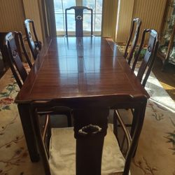 Henredon Pan Asian Dining Table With 6 Chairs