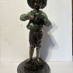 Vintage Bronze Harvest Picking Boy Statue 