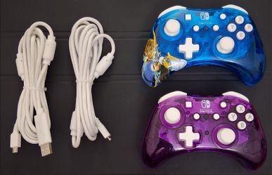 Pair of PDP Wired Controllers for Nintendo Switch (Blue & Purple