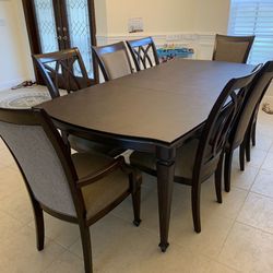 City furniture Espresso table with custom table pad cover and 9 chairs