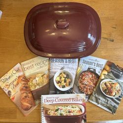 Pamper Chef Deep Covered Baker W/ 6 Cook Books