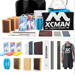XCMAN Full snowboard tuning and waxing kit with waxed iron, universal wax, edge tuner, brush, wax scraper, Ptex 