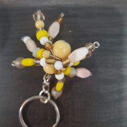 Yellow Beaded Spider Keychain