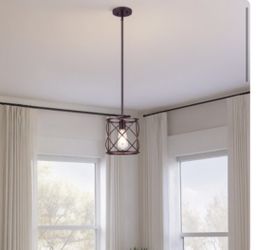 Cedar Hill 1 -Light Bronze Farmhouse Metal Lantern Mini Hanging Pendant Light