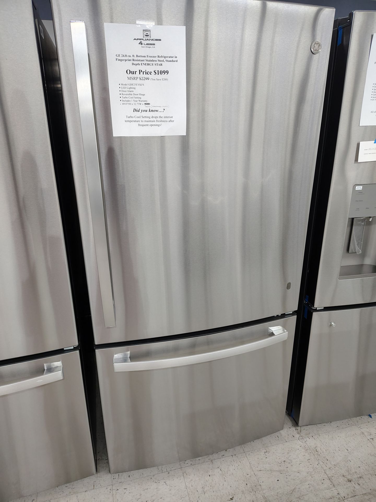 $1099 GE ENERGY STAR 24.8 CU Ft French Door Refrigerator