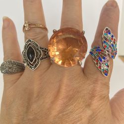 Y2k Rings Jewelry  Gold Rings Silver Rings  Boho 5-piece set totals $16