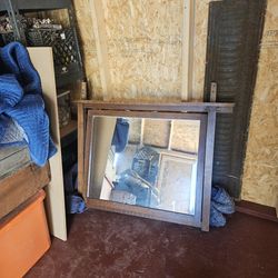 Tiger Oak bevel Antique mirror