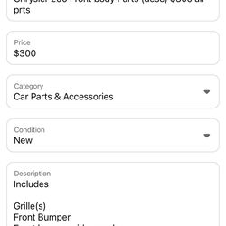 Chrysler 200 Frt bumper and parts