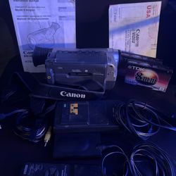 Vintage Canon ES190 8mm Video8 Camcorder Complete Bundle – Perfect for Digitizing Old Family Tapes!