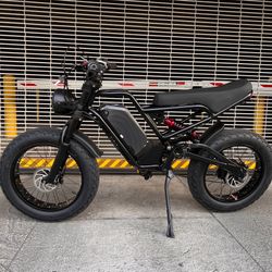 1500 Watt Electric Ebike, Heavy Duty/Full Suspension, Hydraulic Brakes  (Black Or Flaked Yellow)