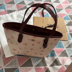 Coach Mini City Womens Tote With Red Bow Tie Print