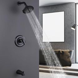Hemo Single-Handle 5-Spray Shower Faucet with tub faucet in Matte Black (Valve Included