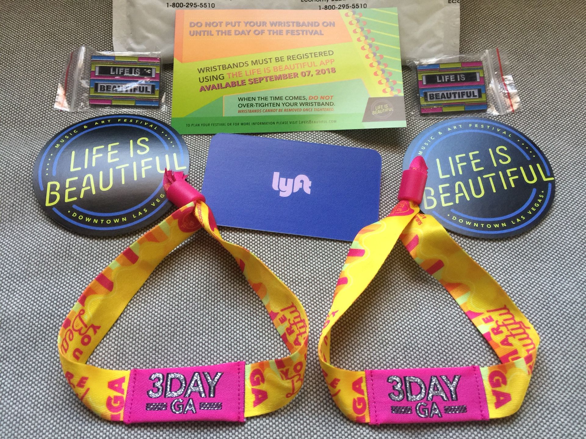 LIFE IS BEAUTIFUL FESTIVAL 3-Day Wristbands Passes Tickets