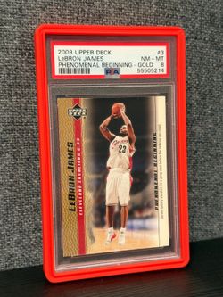 2003 Upper Deck LeBron James Phenomenal Beginning Gold #3 Rookie RC PSA 8 NM-MT
