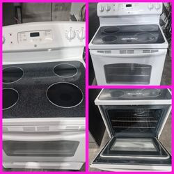 White Glass Top Stove