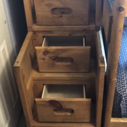 Real Wood Twin Bed Over Twin Bed, With 4 Drawers Steps And Two Drawers Under Bed Plus 6 Drawer Chest 