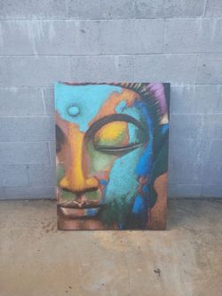 Large Abstract Face Canvas Painting