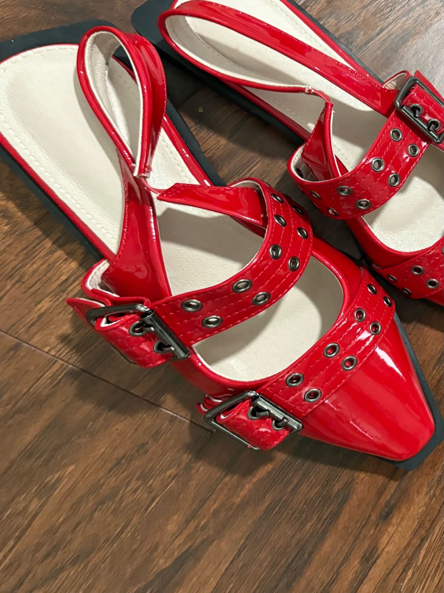 Stylish Red Patent Leather Square Toe Flats Casual Business Dressy Size 8