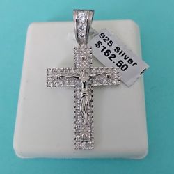 925 Sterling Silver Crucifix Cross Jesus Pendant 2”