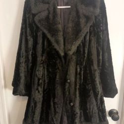 Women's Small Black Fur Coat, Missing Tag