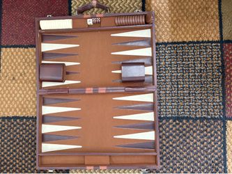 Vintage Faux Leather Backgammon Set
