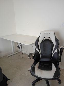 FREE; Stand up desk and Emerge Gaming Chair Black and White