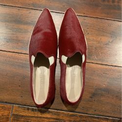 Marc Jacobs Pointed Toe, Deep Red Slip on Sneakers 