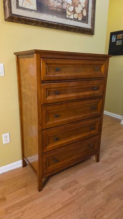 Clean and Nice light Brown 5-Drawer Tall Dresser.