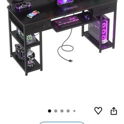 48 Inch Black Wooden Office Gaming Desk