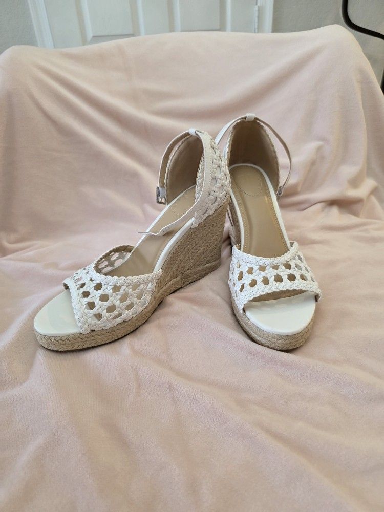 White Wedge Heels