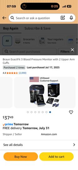 Braun ‘ExactFit-3’ Blood Pressure Monitor with 2 Upper Arm Cuffs