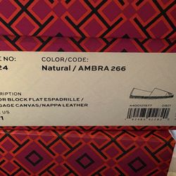 Tory COLOR BLOCK FLAT ESPADRILLE / LUGGAGE CANVAS/NAPPA LEATHER