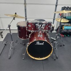 Pearl Export 5-piece Drum Set with PDP Tractor Throne & Meinl Cymbals **Located In Upland**
