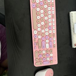 Pink Wireless Keyboard And Mouse 